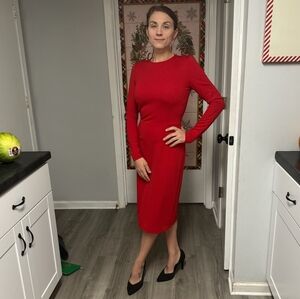Elegant Red Long Sleeve Dress